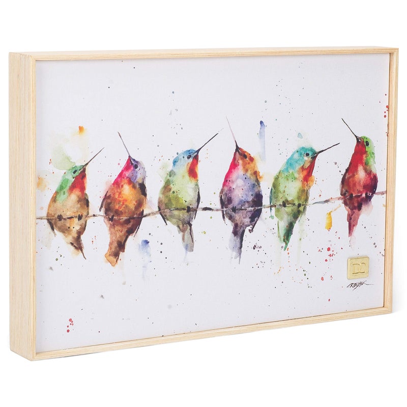 DEMDACO Dean Crouser Hummers On A Wire Watercolor 12 x 8 Wood and Canvas Decorative Wall Art Sign - Image 2